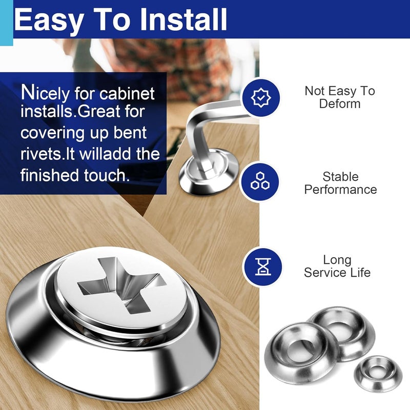 Usdrwam Countersunk Finish Washers, Finish Cup Washers Countersunk Cup Stainless Steel 7 Sizes, 280 Pcs Sliver - Image 5